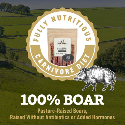Farm Hounds - Boar Strips - Premium Natural Jerky for Dogs - from 100% Humanely Raised Boar
