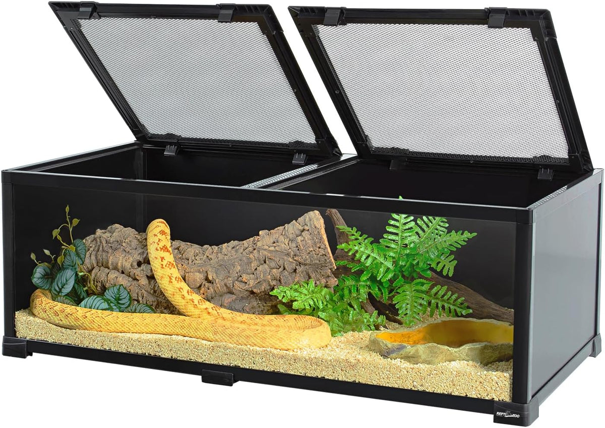 REPTIZOO 34 Gallon Glass Reptile Terrarium, 36" x 18"x 12" Wide & Low Reptile Tank Snake Terrarium