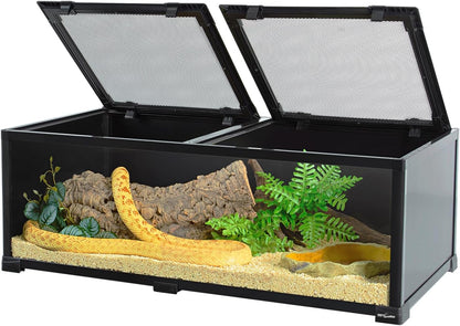 REPTIZOO 34 Gallon Glass Reptile Terrarium, 36" x 18"x 12" Wide & Low Reptile Tank Snake Terrarium