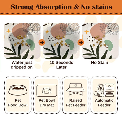 Pet Feeding Mat for Floors Waterproof Dog Mat for Food and Water Absorbent Quick Dry Non Slip mat