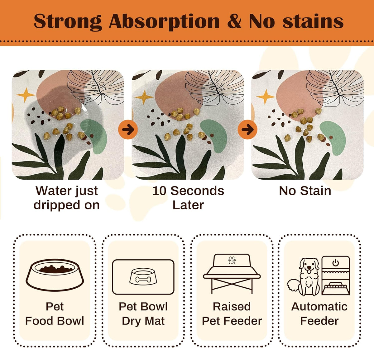Pet Feeding Mat for Floors Waterproof Dog Mat for Food and Water Absorbent Quick Dry Non Slip mat