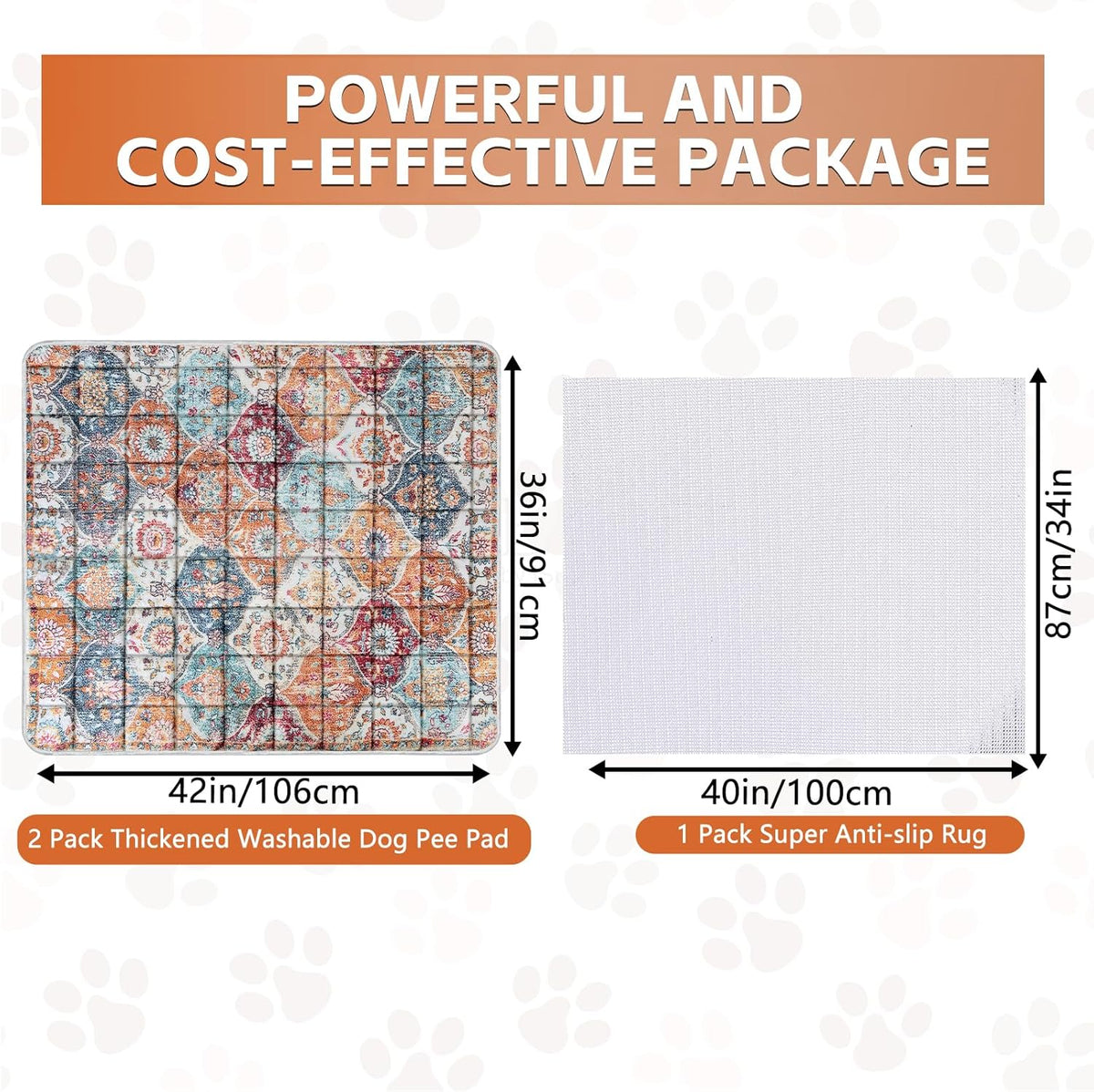Washable Thickened Pee Pads for Dogs, 2 Pack (36"x42") Upgrade Reusable Puppy Pads with Non-Slip