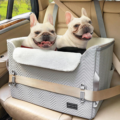 PETSFIT Dog Booster Car Seat, Waterproof PU Leather Car Seat for Dogs with Patented Safe Buckles, 2