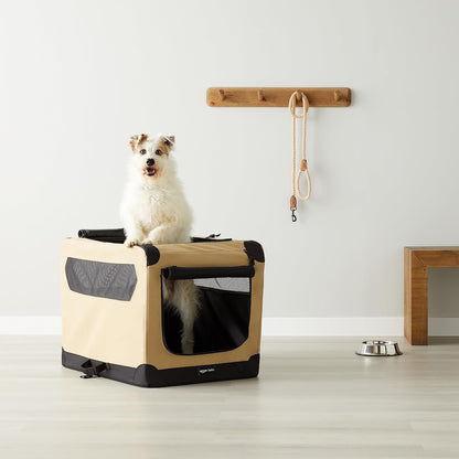 Amazon Basics 2-Door Portable Soft-Sided Folding Soft Dog Travel Crate Kennel, Medium (M 30" x 21"