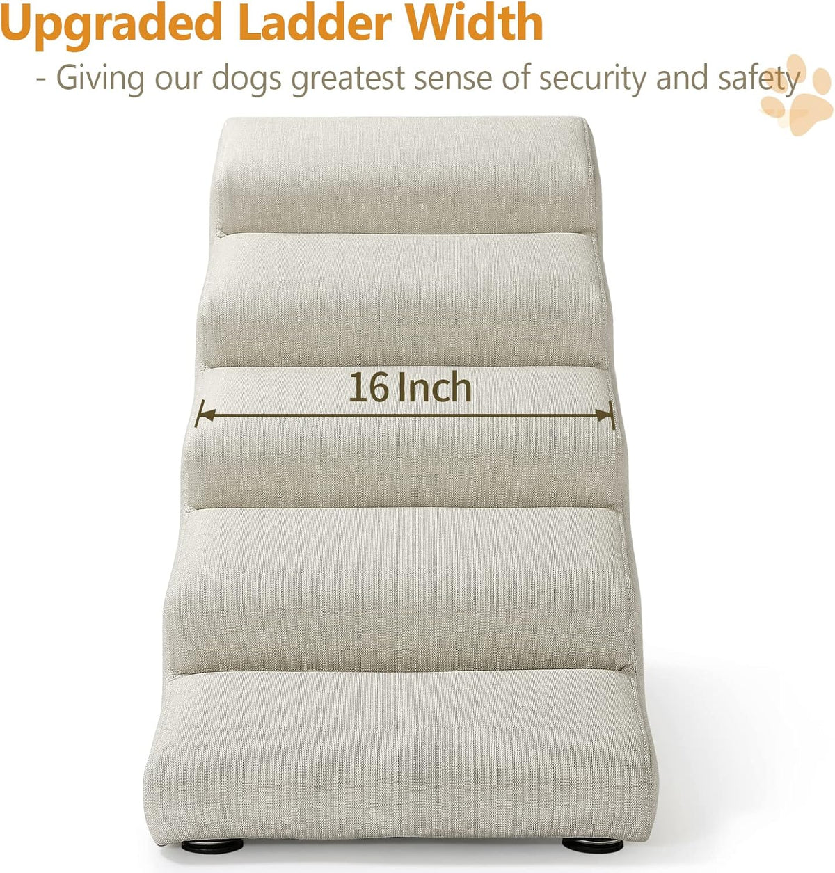 Senneny Imitation Linen Faux Leather Dog Stairs, for Pets up to 150 lbs, Waterproof, Scratch