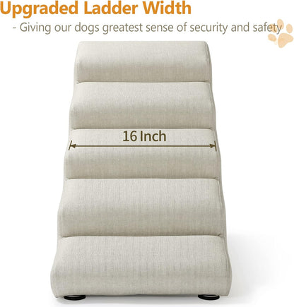 Senneny Imitation Linen Faux Leather Dog Stairs, for Pets up to 150 lbs, Waterproof, Scratch