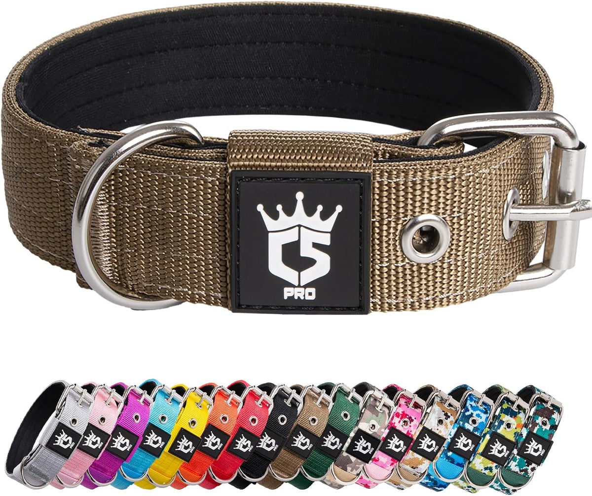 TSPRO Tactical Dog Collar 1.25 Inch Wide Thick Dog Collars with Heavy Duty Metal Buckle, Durable