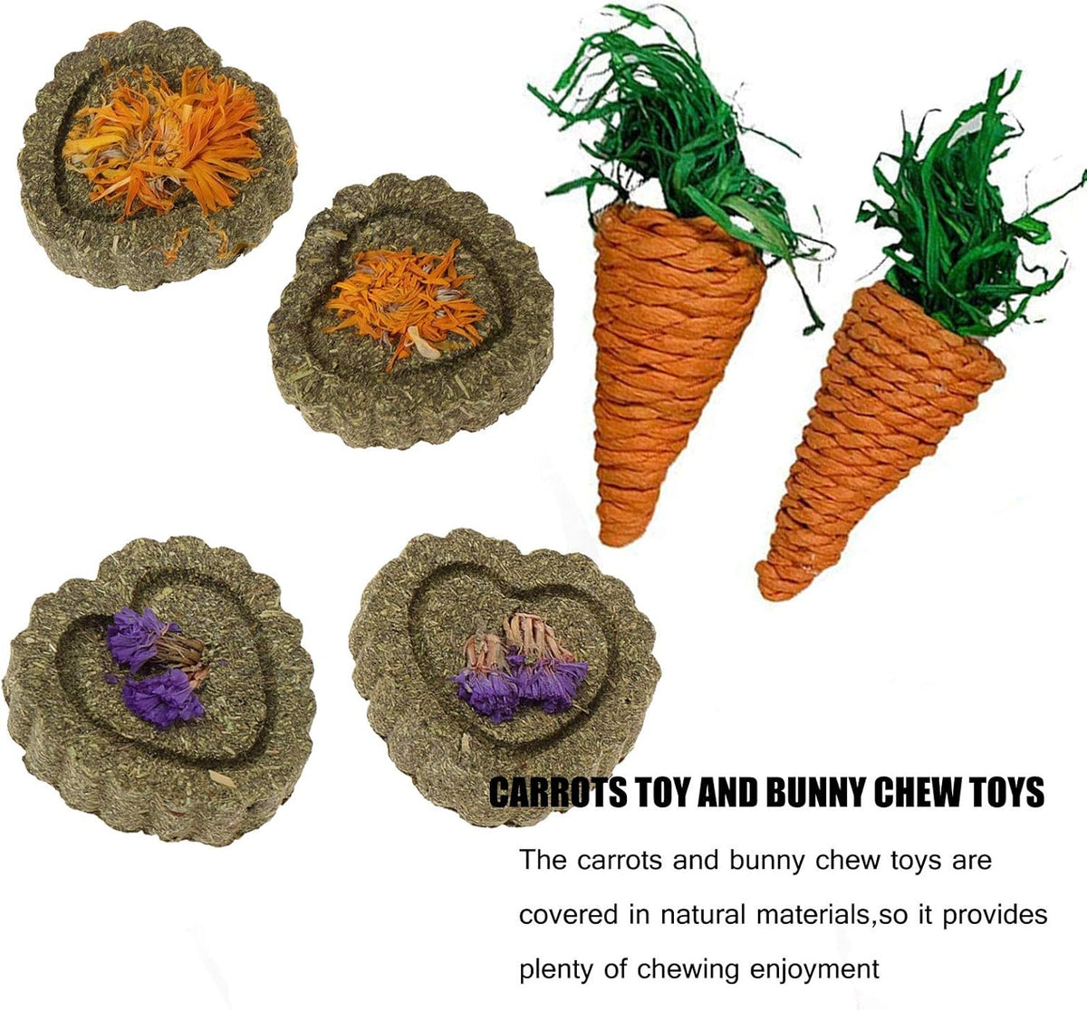 kathson 2 Pcs Rabbit Grass House Natural Foldable Hand Woven Seagrass Bed Carrot Hay Toy Hut Safe