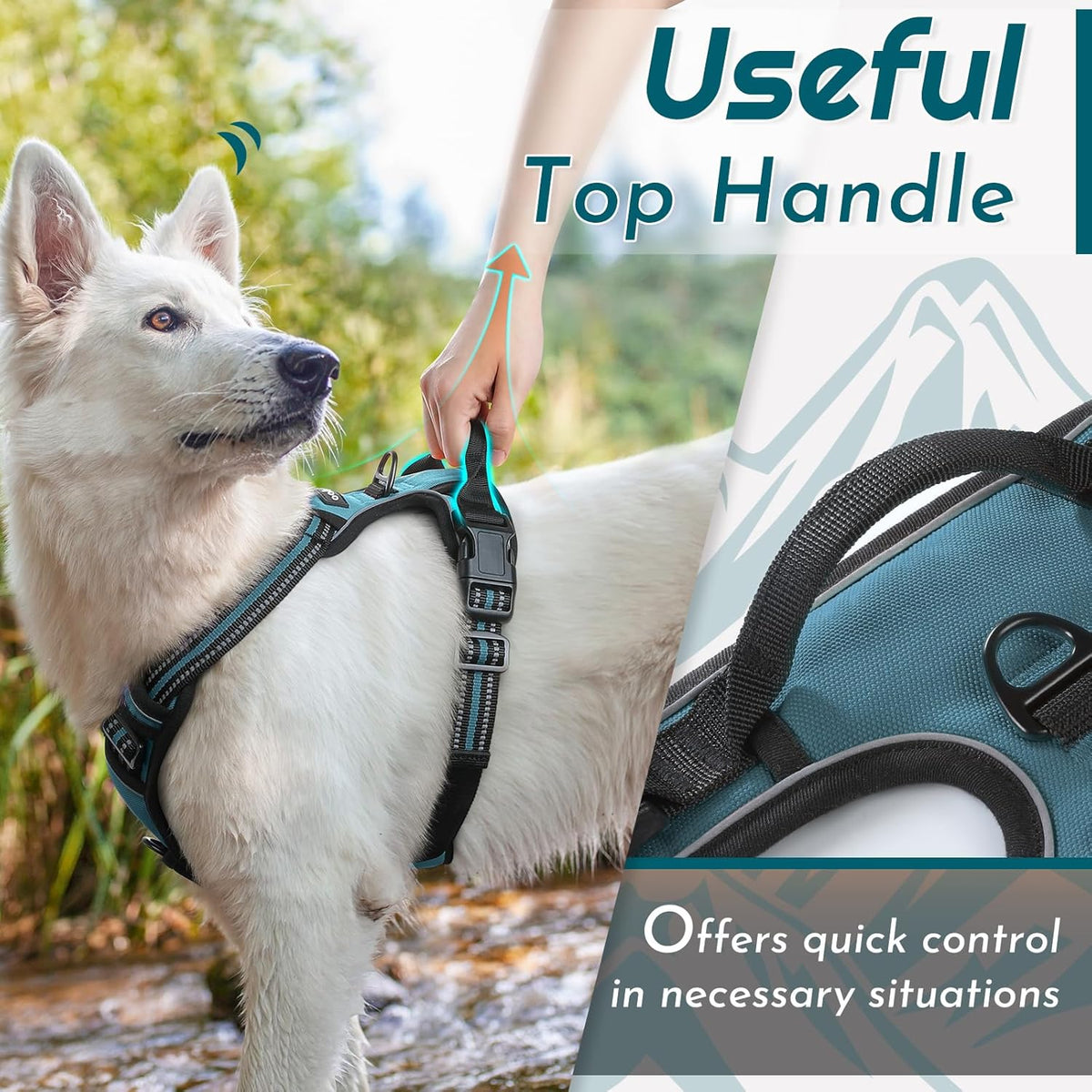 Eagloo Dog Harness Small Sized Dog, No Pull Service Vest with Reflective Strips and Control Handle