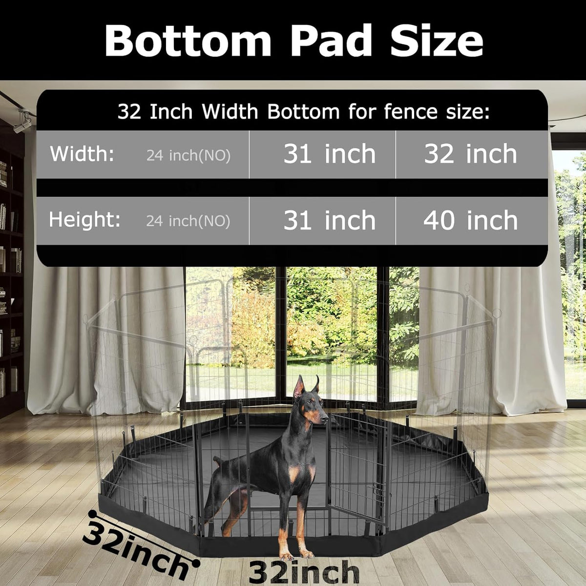 PJYuCien Dog Playpen Bottom Pad, Fits 32 Inch Width 8 Panels Regular Octagon Metal Exercise Pet