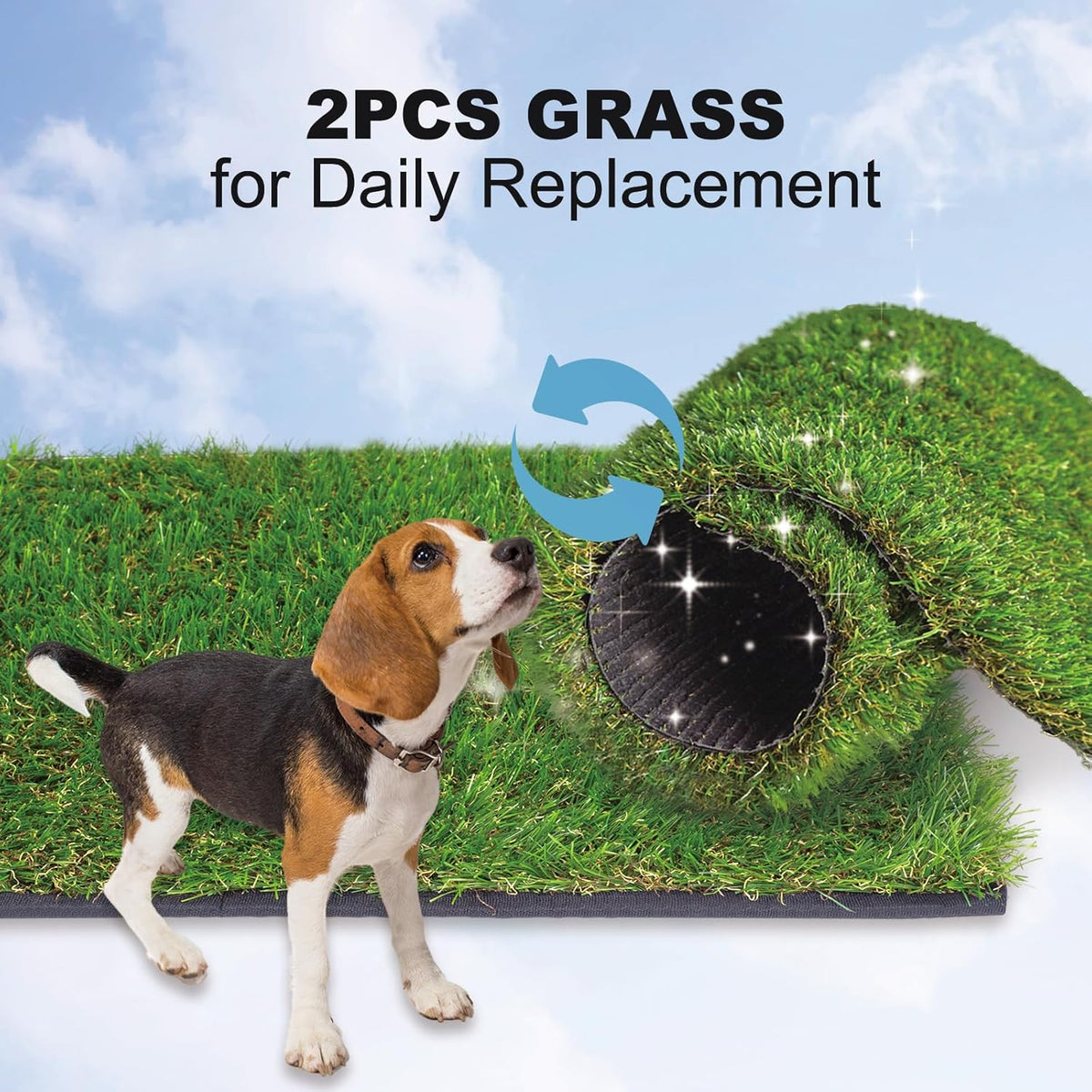 HQ4us Dog Grass Pad with Tray Small 23" x 16" Dog Litter Box Toilet for Puppy (No Grate) with