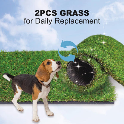 HQ4us Dog Grass Pad with Tray Small 23" x 16" Dog Litter Box Toilet for Puppy (No Grate) with