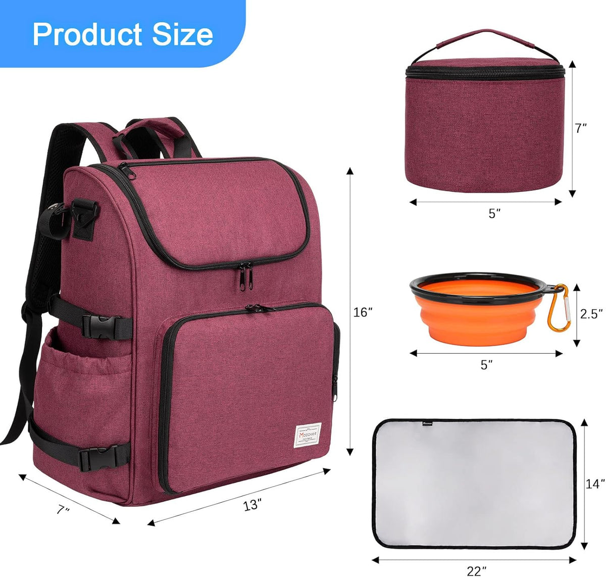 Modoker Dog Travel Bag Backpack, Airline Approved Pet Accessories Organizer for Dog and Cat with