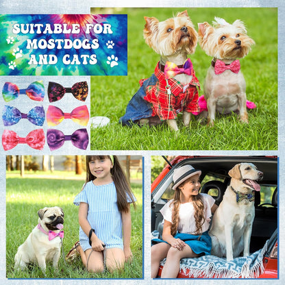 Reginary 50 Pieces Dog Bow Ties Pet Collar Bow Puppy Collar Attachment with Rubber Bands for Small