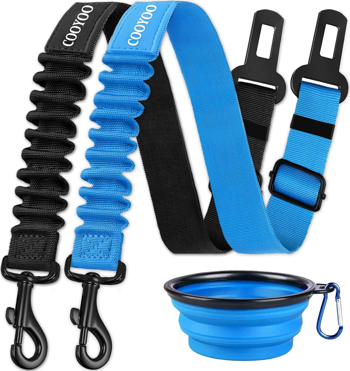 COOYOO Dog Seat Belt,3 Piece Set Retractable Dog Car Harness Adjustable for Vehicle Nylon Pet