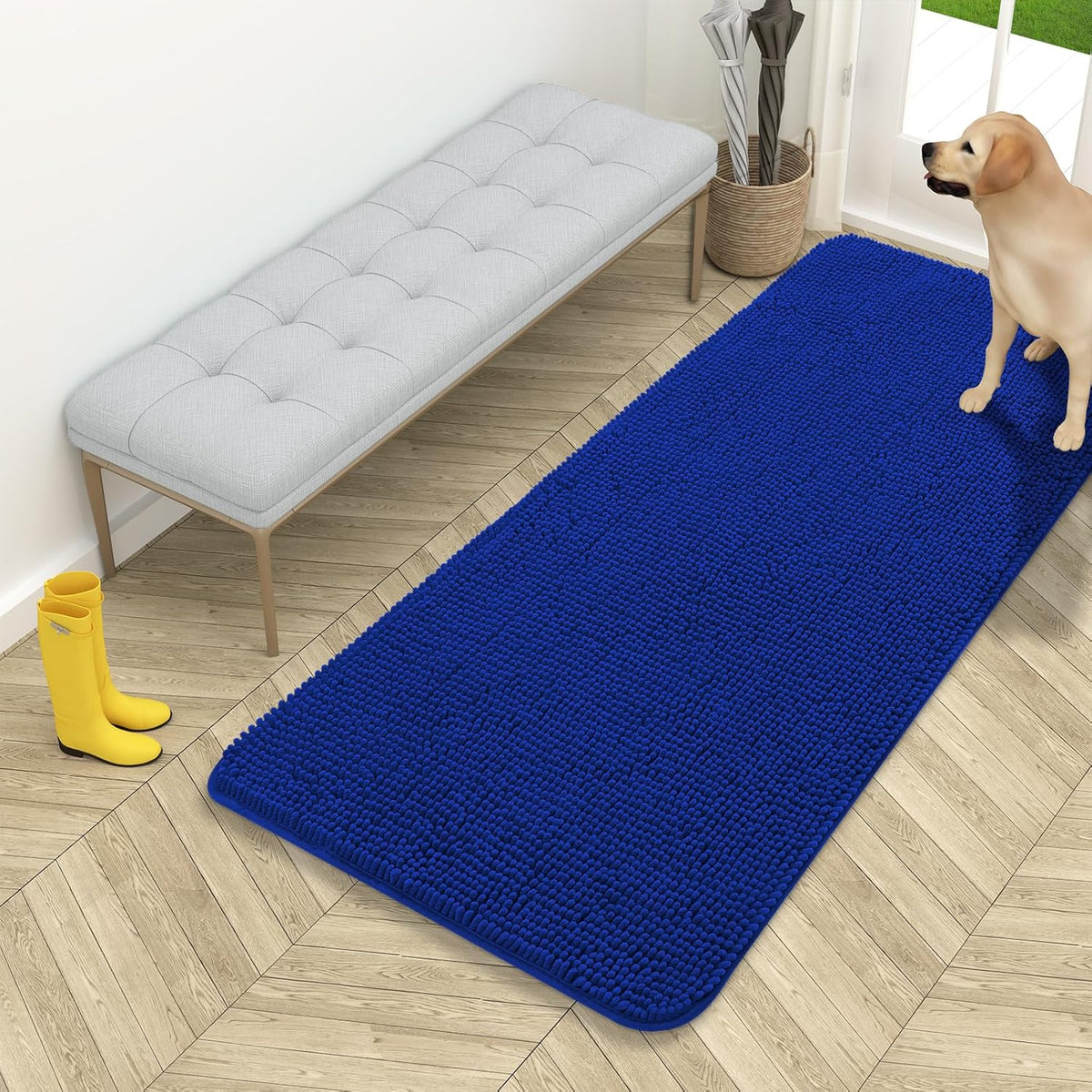 OLANLY Dog Door Mat for Muddy Paws 54x24, Absorbs Moisture and Dirt, Absorbent Non-Slip Washable