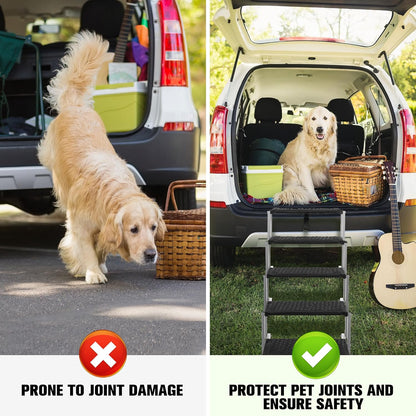 Niubya Portable Folding Dog Stairs for Cars, SUVs, Trucks - Lightweight Pet Ramp for Large Dogs