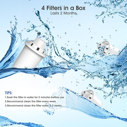Dog Water Fountain Filters Replacement 4 Packs, 2 Months Set of Replacement Filter with 2 Sponges