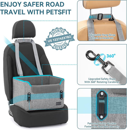 PETSFIT Dog Car Seats for Small Dogs, Patent Safety Buckles Dog Booster Car Seat, Dog Carseat with