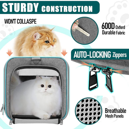Pet Carrier for Large Cats 20 lbs+ / Soft Sided Small Dog Travel Carriers Top Load/Collapsible