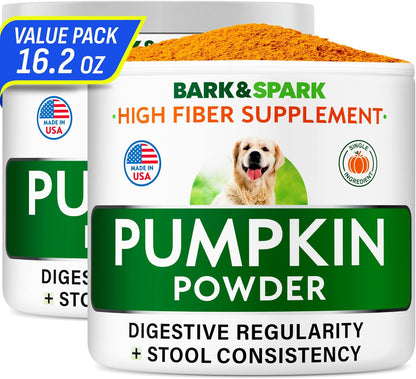 BARK&SPARK Pumpkin Powder for Dogs - 16.2oz Powdered Fiber Supplement and Stool Softener - Upset