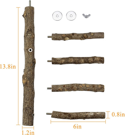 Bird Perch Stand Toy, Natural Wood Parrot Perch Bird Cage Branch Perch Accessories for Parakeets