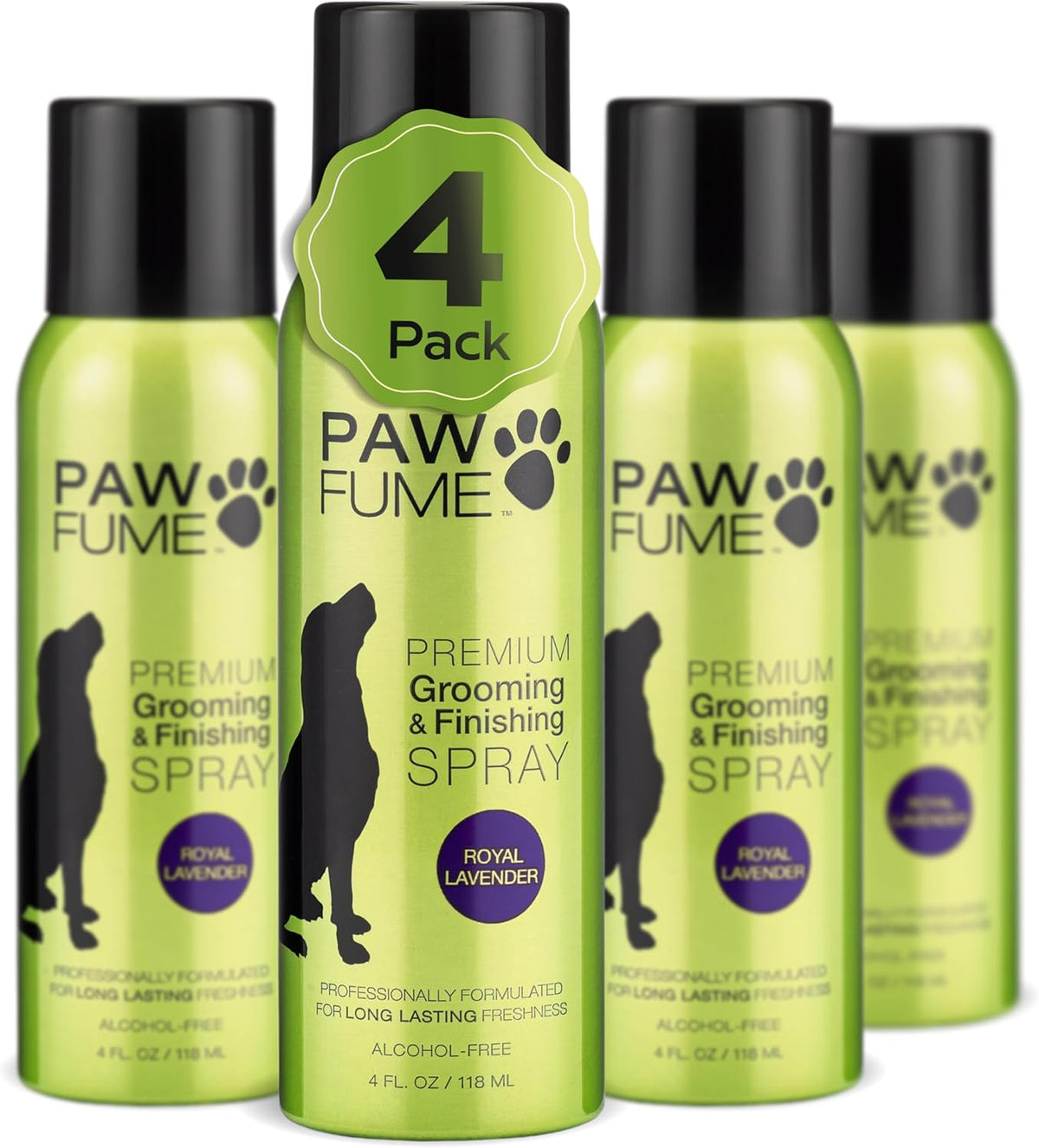 PAWFUME Dog Detangler Grooming Spray, Royal Lavender, 4-Pack – Keeps Pups Fresh All Day