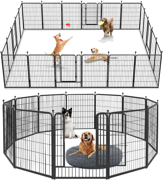 Dog Playpen Outdoor 40 inch 12 Panels Indoor Dog Pen for Large/Medium/Small Dogs Rustproof Metal