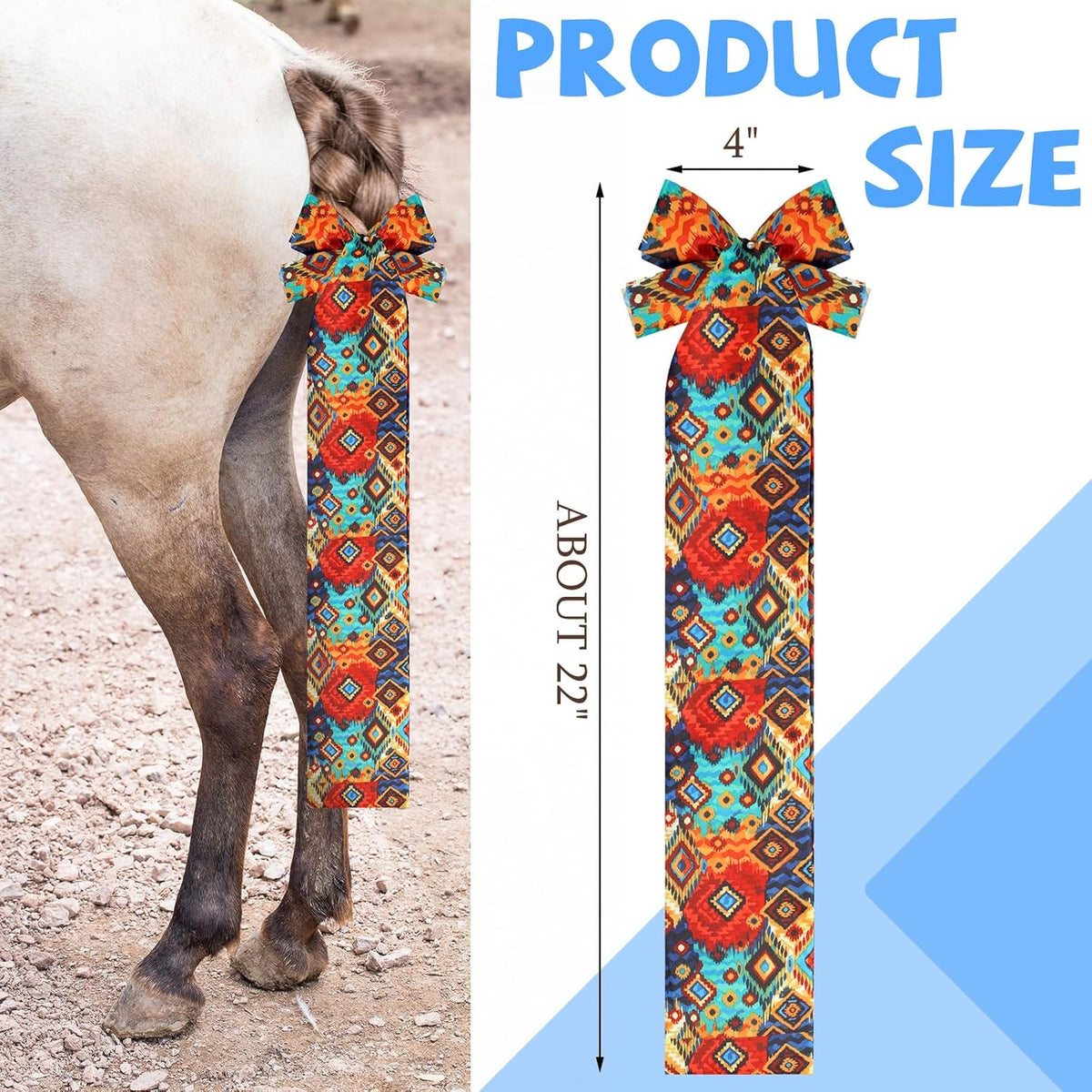 6 Pcs Horse Tail Bag Breathable Guard 22" Slip on Horse Care Tail Wrap 2 Strand Closure Straps
