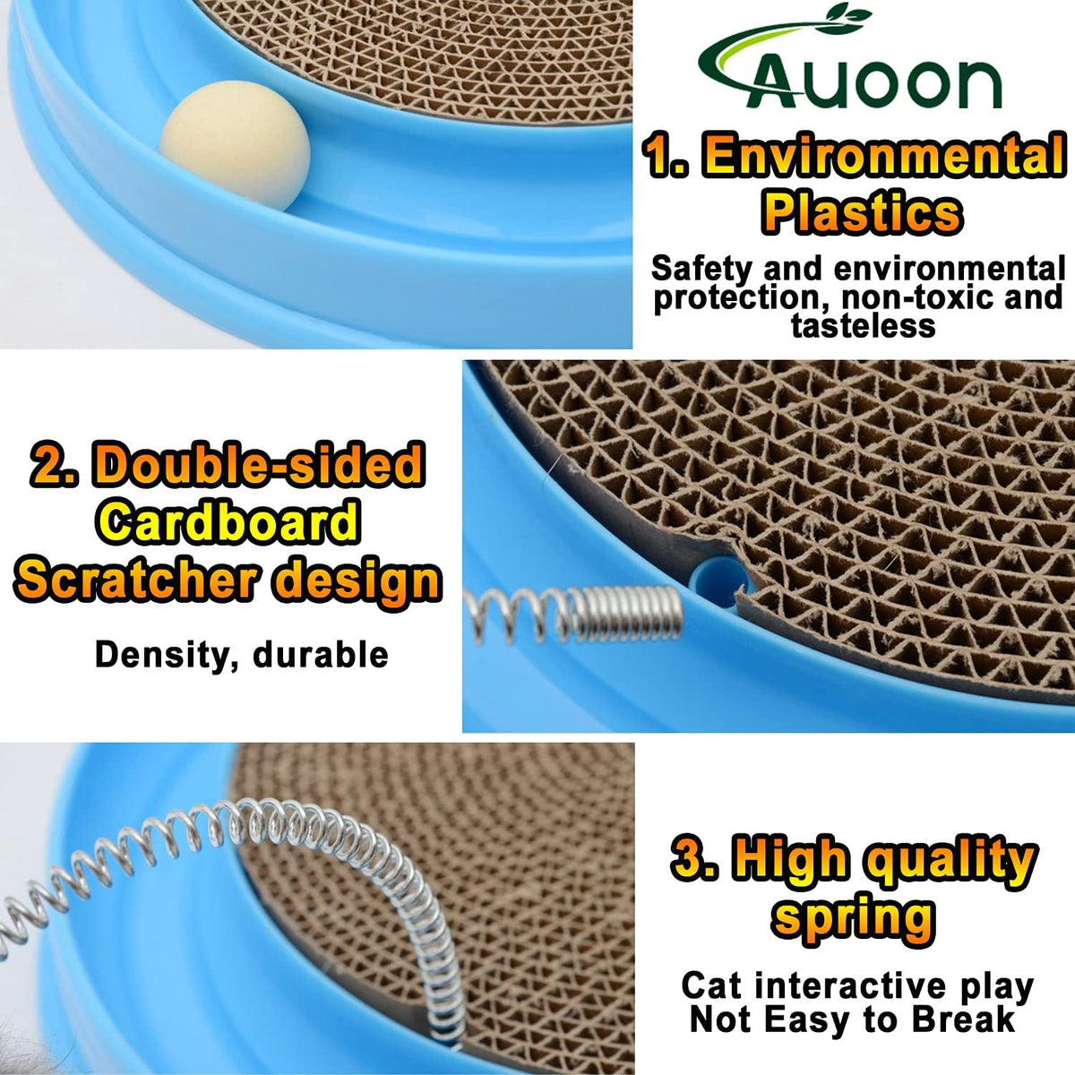 AUOON Cat Scratcher Toy - Cat Scratch Pad with Cat Toy Ball Track and Plush Mouse Toy for Indoor