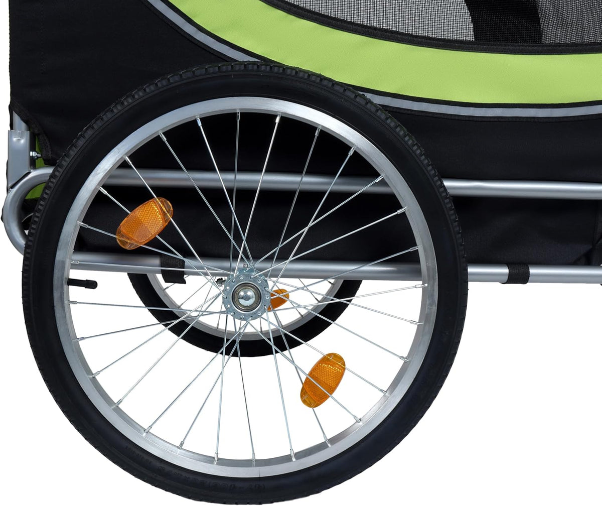 Blue-Grey Large Folding Bike Trailer for Dogs – Heavy-Duty Steel Frame, 66LB Capacity Pet Carrier