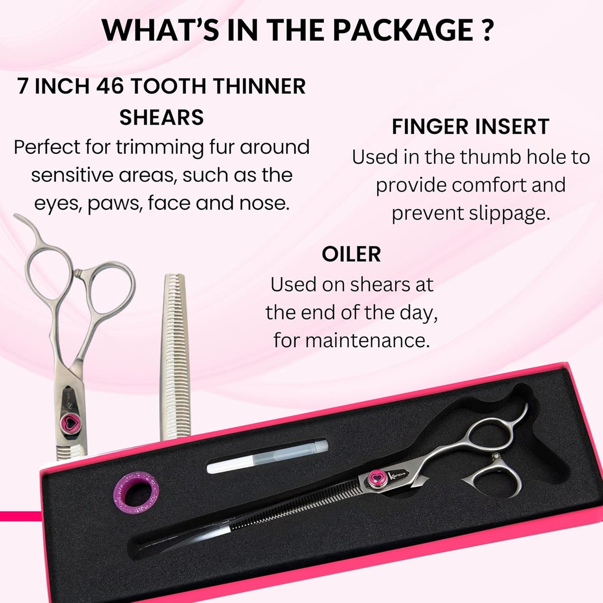 Kenchii Love Dog Grooming Scissors, 46 Tooth Thinning Shears, Dog Scissors for Grooming