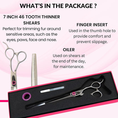 Kenchii Love Dog Grooming Scissors, 46 Tooth Thinning Shears, Dog Scissors for Grooming