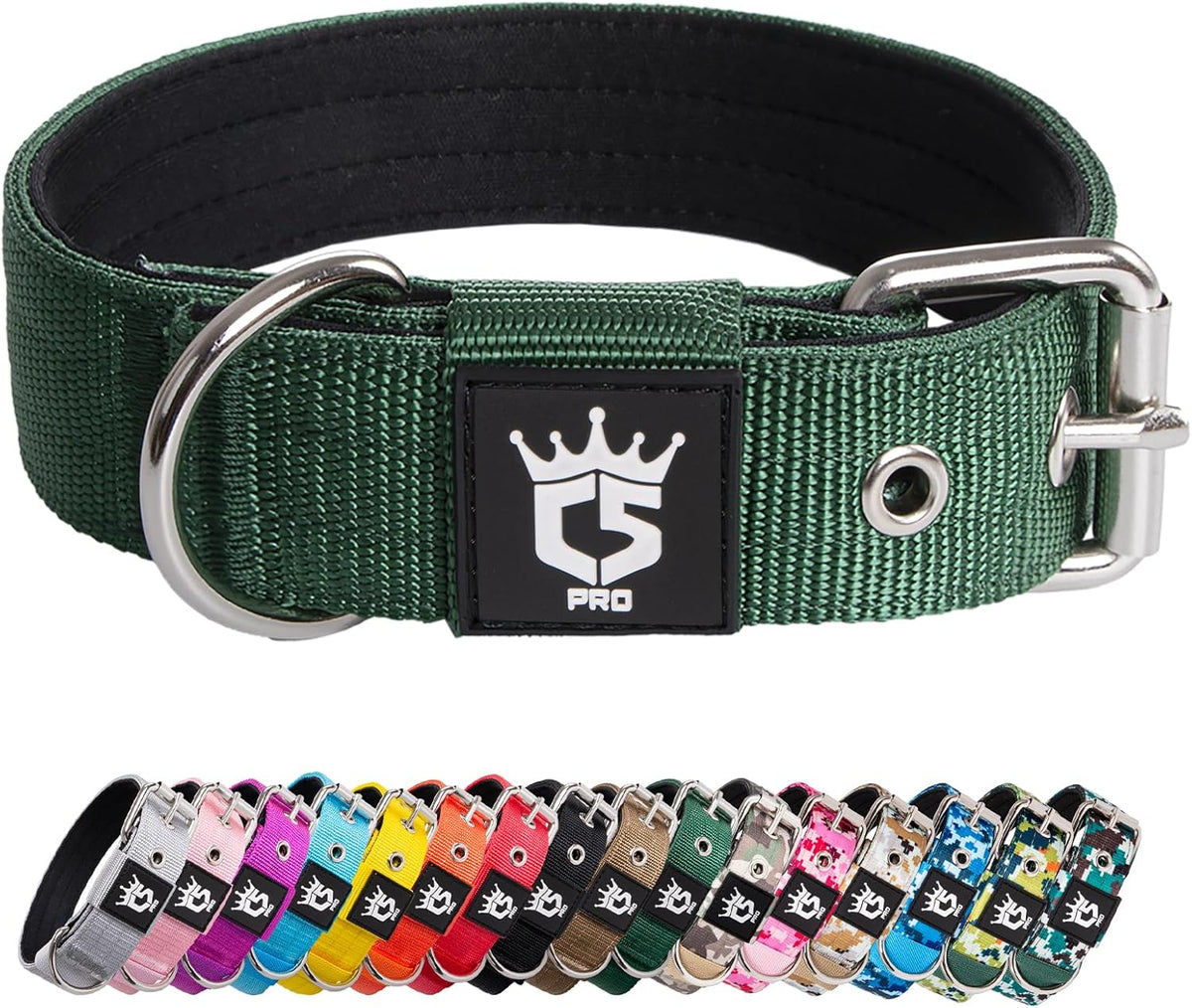 TSPRO Tactical Dog Collar 1.25 Inch Wide Thick Dog Collars with Heavy Duty Metal Buckle, Durable