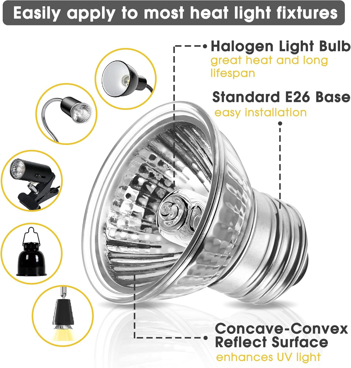 Briignite Reptile Heat Bulb 2 Pack, 50W UVA UVB Reptile Light Bulbs, Dimmable Heat Lamp Bulbs