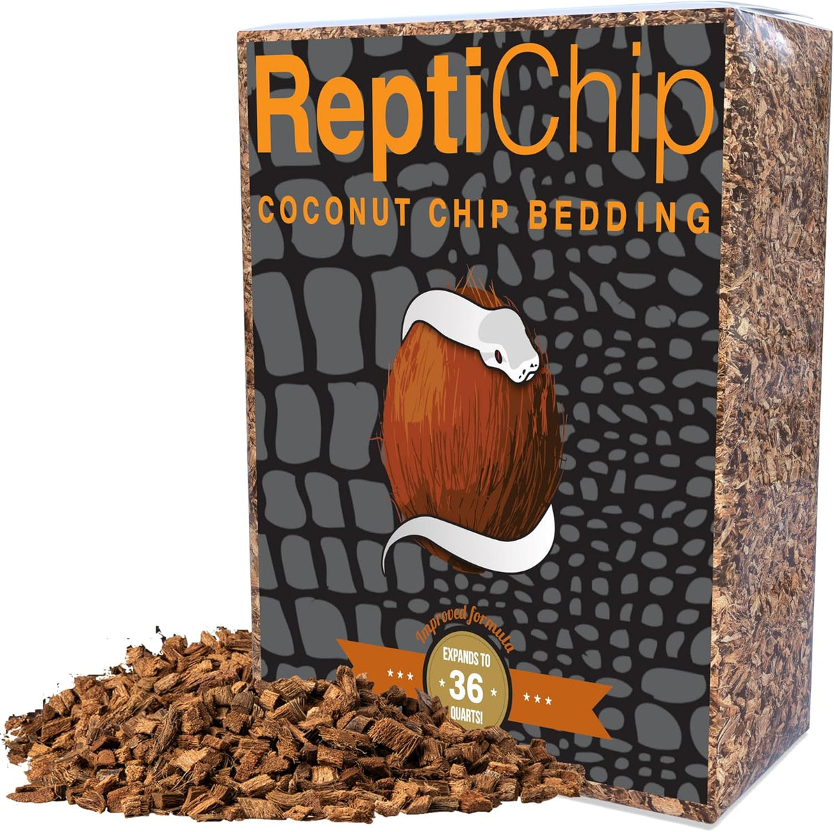 ReptiChip Reptile Bedding Loose Coconut Chip 36 Quart Coco Husk Substrate Mulch for Snake Habitat