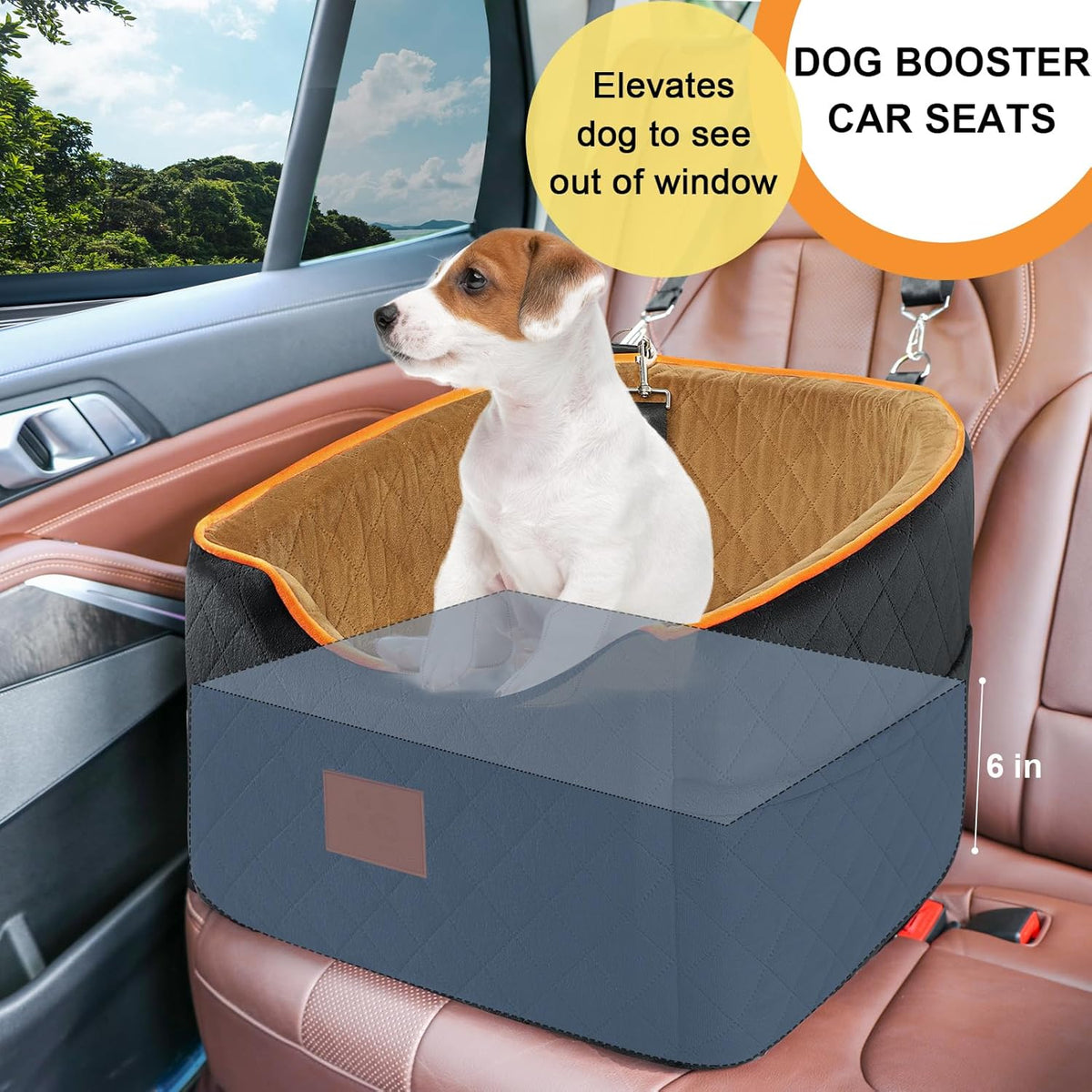 Dog Car Seat for Small Dogs, Memory Foam Booster Dog Seat for Dogs up to 35 lbs, Elevated Pet Car