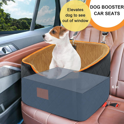 Dog Car Seat for Small Dogs, Memory Foam Booster Dog Seat for Dogs up to 35 lbs, Elevated Pet Car