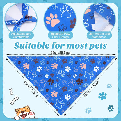 100 Pieces Paw Print Dog Bandanas Bulk Paw Bandanas for Dogs Soft Bibs Adjustable Triangle Doggie