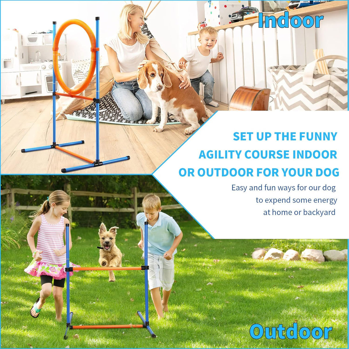 Dog Agility Training Equipment, 72-Piece Obstacle Course Training Starter Kit Indoor Outdoor Game
