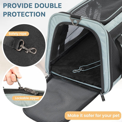 Petsfit Cat Carrier Dog Carrier, Large Capacity Lightweight Soft-Sided Pet Carrier for Travel, with