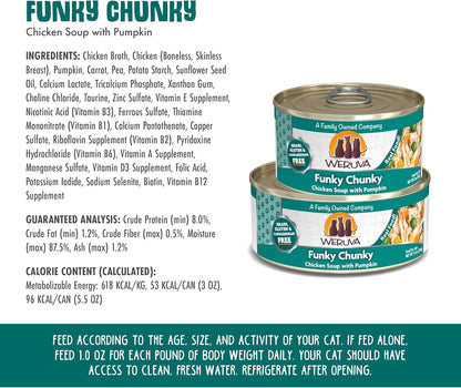 Weruva Classic Cat Food, Funky Chunky Chicken Soup with Pumpkin in Chicken Soup, 5.5oz Can (Pack of