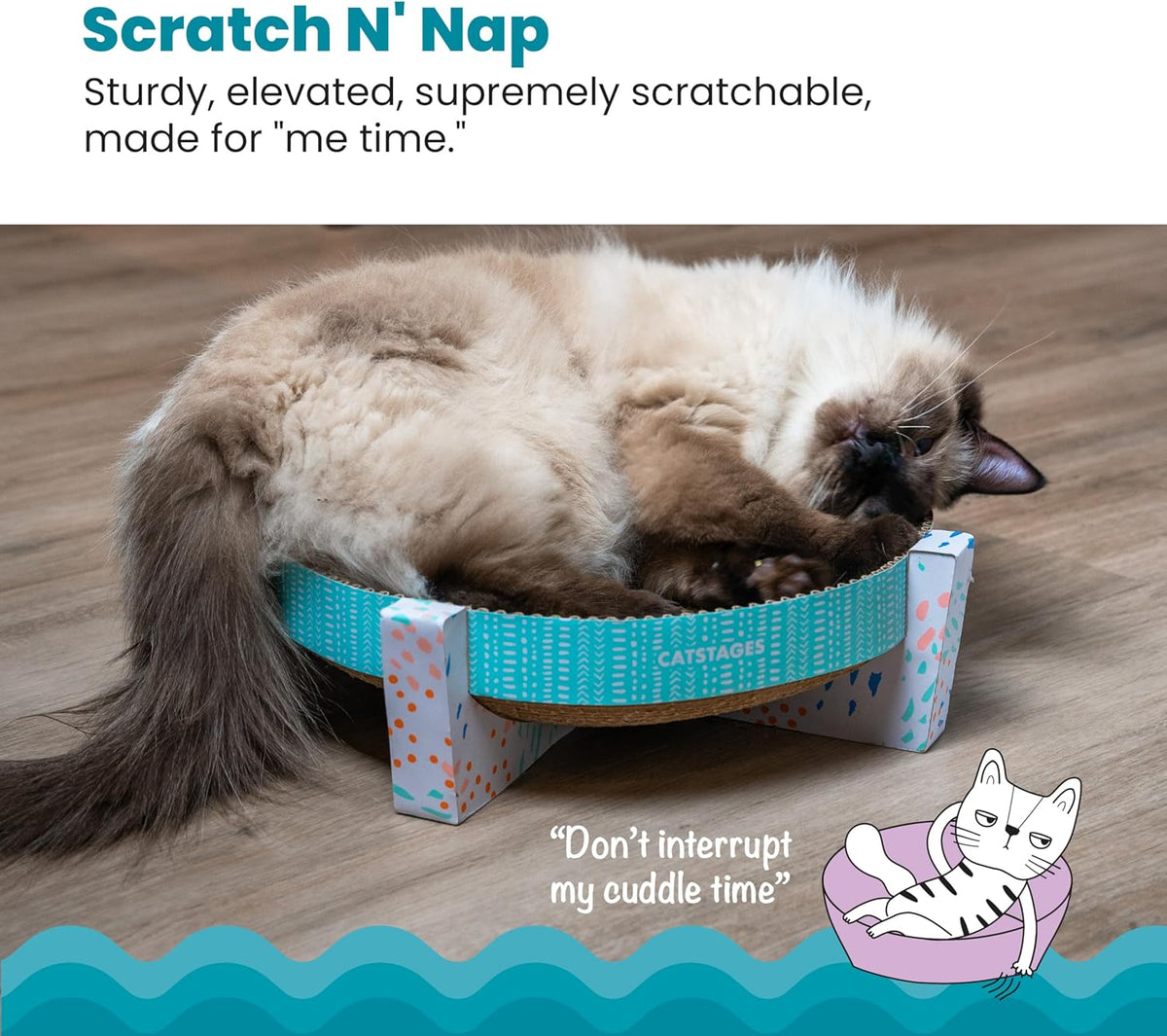 Catstages Scratch Snggle & Rest Elevated Cat Lounger and Cat Scratcher for Relaxing and Play