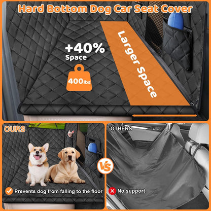URPOWER High Barrier Back Seat Extender for Dogs, Hard Bottom Dog Car Seat Cover Holds 400 lbs