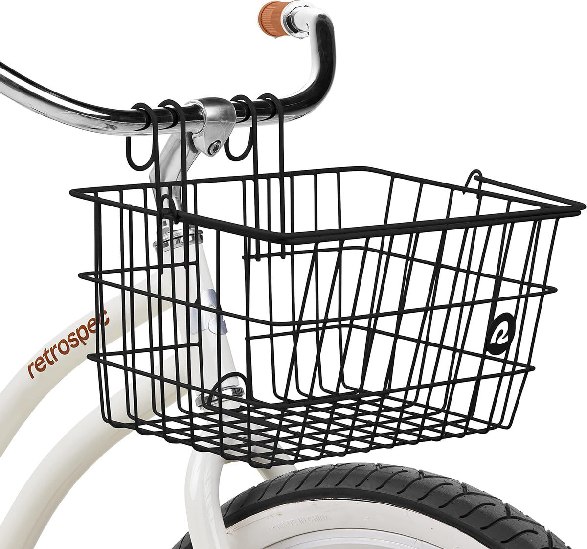 Retrospec Apollo-Lite Lift-Off Bike Basket - Detachable Steel Handlebar Basket with Carrying Handle
