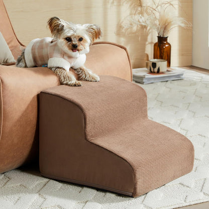 Dog Stairs for Small Dogs, 2-Steps Dog Ramp for Couch, Pet Stairs with Highly Supportive Foam and