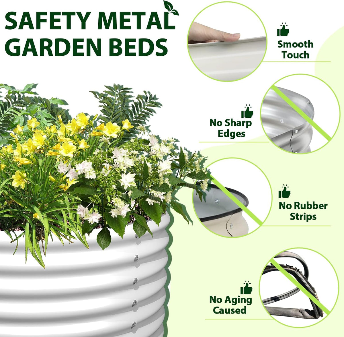A ANLEOLIFE 6X2X1.5 ft Galvanized Raised Garden Beds Outdoor, Oval Round Metal Planter Box for