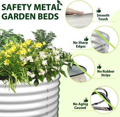 A ANLEOLIFE 6X2X1.5 ft Galvanized Raised Garden Beds Outdoor, Oval Round Metal Planter Box for