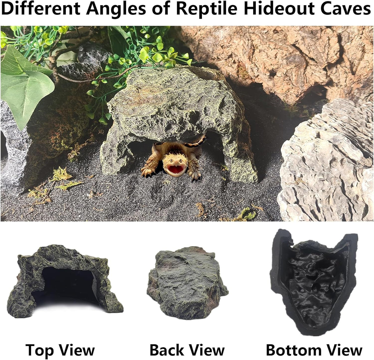 BNOSDM Reptile Hideout Rock,Tortoise Hide Cave,Resin Rock,Lizards Hideaway,Turtle Basking