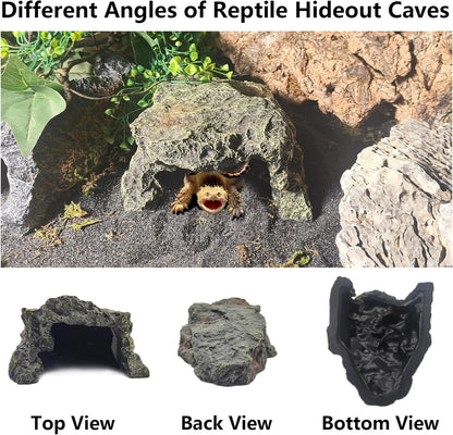 BNOSDM Reptile Hideout Rock,Tortoise Hide Cave,Resin Rock,Lizards Hideaway,Turtle Basking
